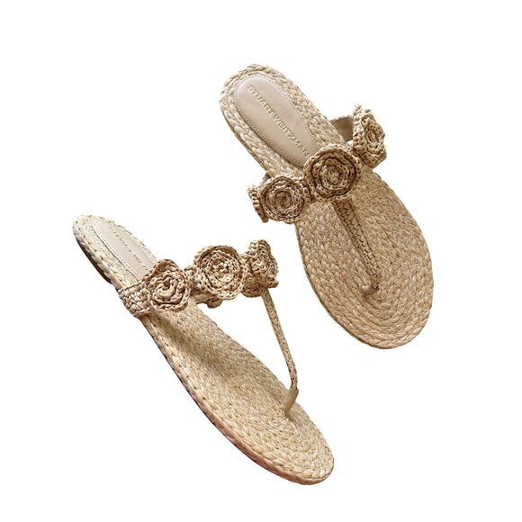 Stuart Weitzman Women's Sz 12 Magnolia T-Strap Flip Flop - Picture 1 of 8